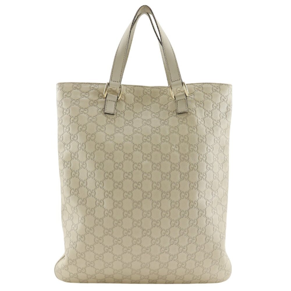 GUCCI tote bag handbag Shima leather Beige white
